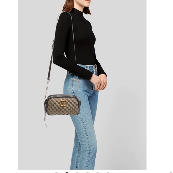 Gucci GG Marmont - Brown Canvas with Black Leather- Crossbody- Like New - Picture 3 of 15